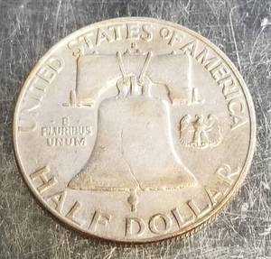 1957-D FRANKLIN HALF DOLLAR AU TONED