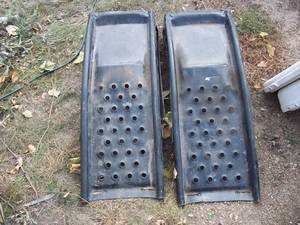 lot 50 image: Set of black metal vehicle ramps...