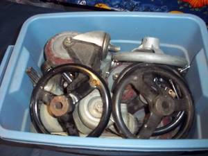 lot 148 image: Small covered storage tote filled w...