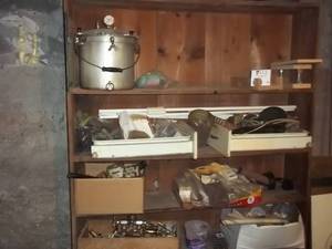lot 195 image: Large Sturdy Wood shelf in basement...