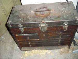 lot 207 image: Antique Wood flip top electricians ...