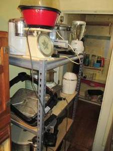 lot 123 image: Nice metal shelf with contents incl...
