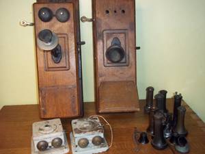 lot 346 image: Lot of antique telephone pieces...