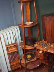 lot 396 image: Antique wood record or other displa...