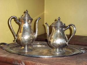 lot 42 image: (3) piece Antique (and Very heavy) ...