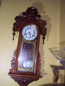 lot 39 image: R & A Baby Grandfather Wall Clock. ...