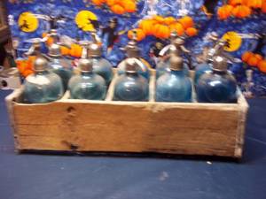 lot 240 image: Lot of (10) Blue Antique Glass Selt...