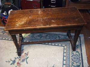 lot 327 image: Hardwood piano bench with sheet mus...
