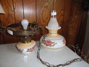 Vintage Hanging Lamp Floral Design