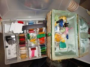 All Craft Box, Sewing Mats Flower sack Towel to Embroider, Embroidery Ring & Patterns