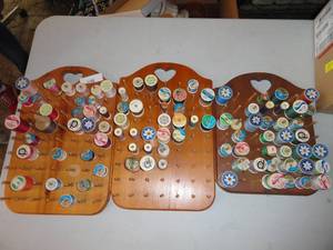 Wooden Thread holders and thread misc colors, some wooden