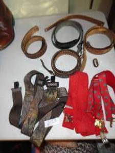 Lot of leather Belts and Stretch Suspenders