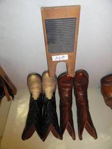 Mens Cowboy boots 1- 9d, 2- 9.5d, Boot Puller leather & Wood