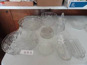 Crystal Bowls, Butter dish, Oil & Vinegar, Serving Dishes