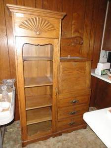 Oak Writing Desk  Hutch