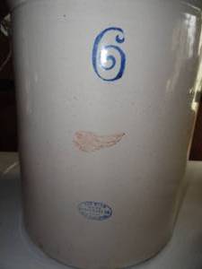 Stamped Redwing Crock w Original Handles #6 with Kraut Shredder & Stomper & Wood Scoop