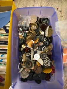 Boxes of Buttons, Some on cards, Lots of Olds some on shanks, Loats of Bias tape
