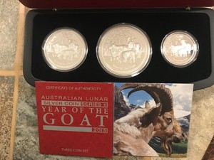 2015 Australian Lunar Year of the Goat (3) Coin Proof Set with coa 1000 mintage