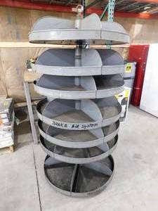 Rotating metal parts bins