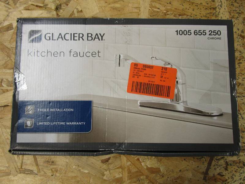 lot 63 image: GLACIER BAY Single-Handle Standard Kitchen Faucet in Chrome (OPEN BOX)