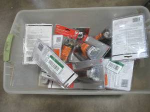 lot 267 image: Bin Full of Universal Drip Free Tub Spouts in Brushed Nickel