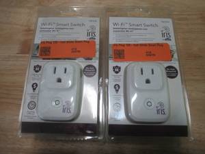lot 280 image: (2) Iris 120 Volt WiFi Smart Plug in White. IRIS-WSP1PA-LW