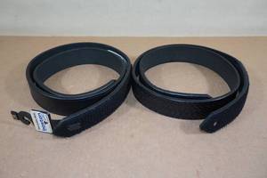 lot 13 image: 2 New Boston Size 36 Fine Leather Hook and Loop Belts -Black