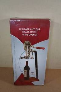 lot 15 image: Le Grape Antique Brass-Finish Countertop Wine Opener