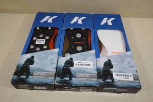 lot 53 image: 3 Korkers Size 10 Interchangeable Sole Systems -Carbide Spike, Hex Disc, Plain Felt