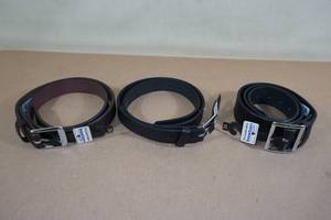 lot 75 image: 3 New Boston Size 34 Fine Leather Belts -2 Black, 1 Brown