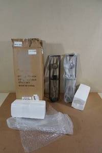 lot 82 image: Dayna B Metal Pillar Candle Sconces with Glass Inserts Set of 2