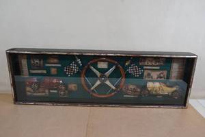 lot 98 image: The History of Car Racing Shadow Box Wall Art