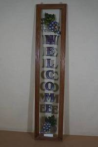 lot 150 image: Framed Stained Glass Welcome Sign