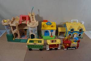 lot 147 image: Assorted Vintage Fisher Price Toys -Circus Train, Castle, House