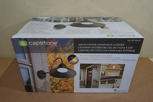 lot 155 image: NEW Capstone LED Outdoor Gooseneck Lantern -Weathered Black