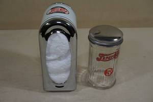 lot 163 image: Vintage Look Pepsi Cola Napkin Holder with Sugar Dispenser