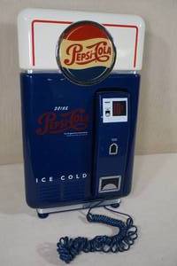 lot 165 image: Vintage Look Pepsi Cola Lighted Vending Machine Telephone
