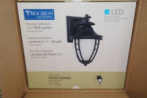 lot 190 image: 2 NEW Fairview 8 LED Outdoor Wall Lanterns -Textured Black