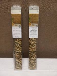 lot 50 image: (2) RESTORED TILE BRASS PEEL & STICK BACKSPLASH