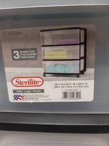 lot 63 image: STERILITE 3 DRAWER CART BLACK NEW
