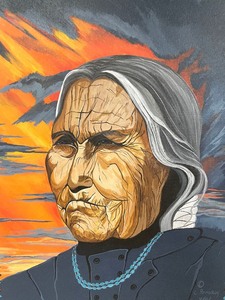 lot 45 image: Hopi Medicine Man Original Framed Art by C. Pomeroy