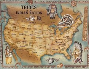 lot 63 image: Tribes of the Indian Nation Framed Map