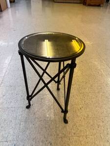 Metal Side Table with Mirror Top