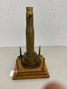 Trench Art Lamp with Girl in Swimsuit and Palm Tree with Shells