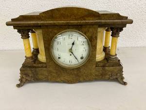 Seth Thomas Shelf Clock with Brown Marbleized Finish & Celluloid Trim