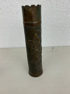 Trench Art Vase Butterfly & Flower Design