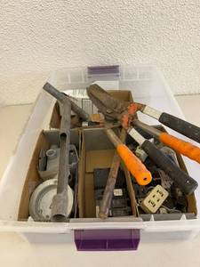 Tote of Electrical Supplies & Misc