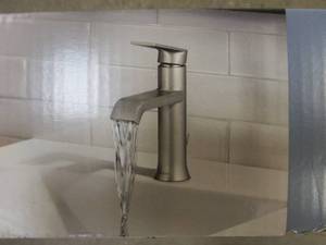 lot 207 image: MOEN Genta Single Hole Single-Handle Bathroom Faucet in Spot Resist Brushed Nickel (OPEN BOX)