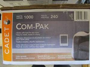 lot 240 image: CADET 240-volt 1,000-watt Com-Pak In-wall Fan-forced Electric Heater in White with Thermostat (APPEARS TO BE BRAND NEW)