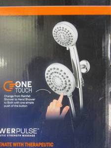 lot 251 image: WATERPIK 8-Spray Patterns with 1.8 GPM 6.25 in. Wall Mount Dual Shower Head and Handheld Shower Head in Chrome (APPEARS TO BE BRAND NEW)